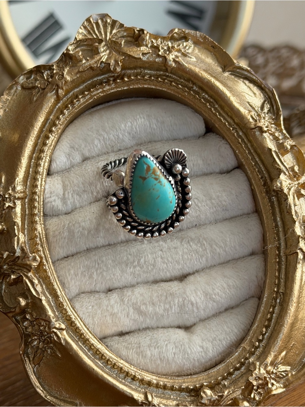 Turquoise Teardrop Silver Statement Ring - Turquoise